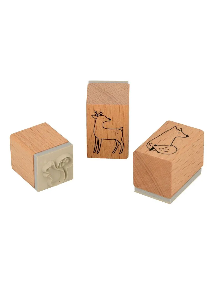 3 Wooden Tampons - Forest Animals - N/A