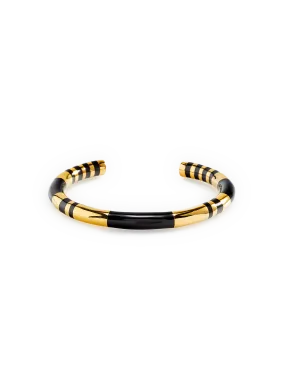 AURELIE BIDERMANN  Bracelet jonc plaqué or  - Noir