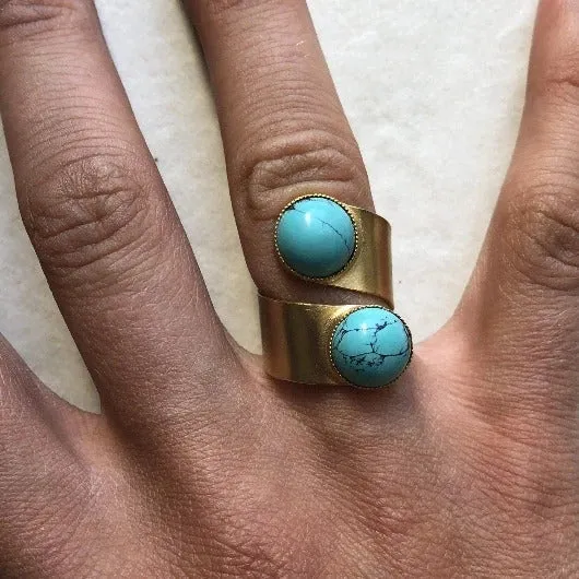 Bague avec perles de couleur Bacchus I Turquoise & Rouge