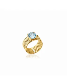 Bague Or Pierre Aigue Marine - Plaqué Or by Zosha