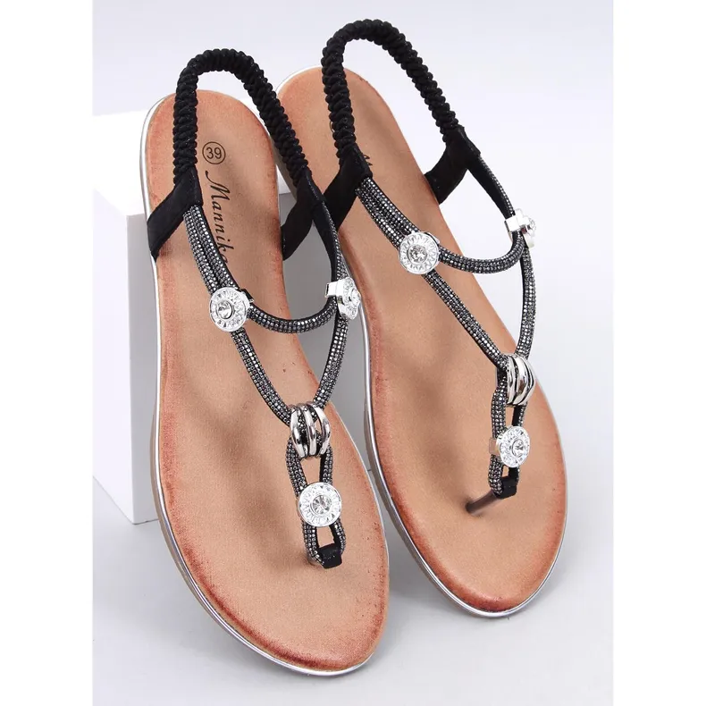 Black Lotus Zircon-Embellished Sandals