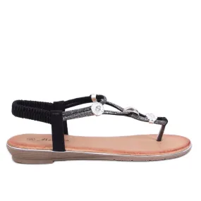 Black Lotus Zircon-Embellished Sandals