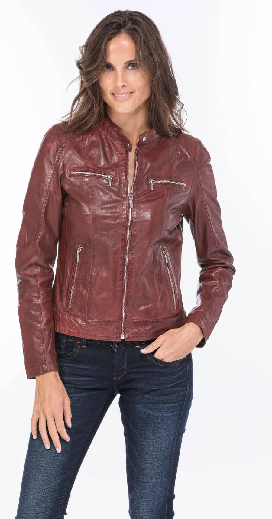 New Red Women's Leather Jacket