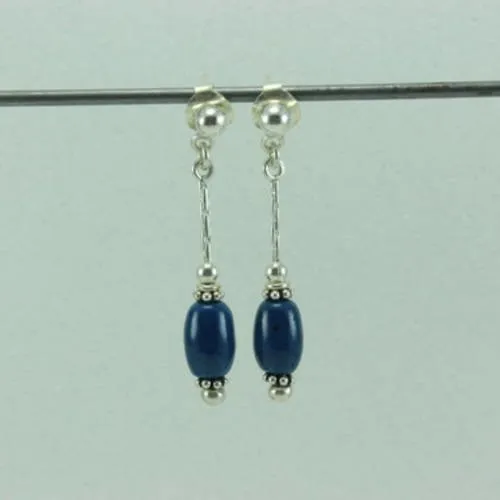 Blue Outremer Pearl Silver Earrings