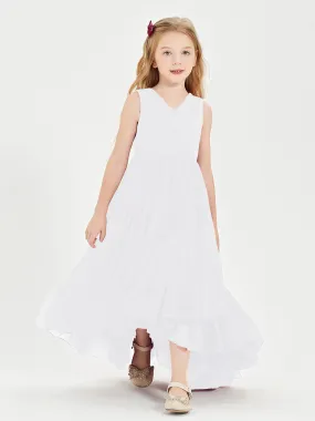 Boho Junior Bridesmaid Dresses with White Cascading Skirt