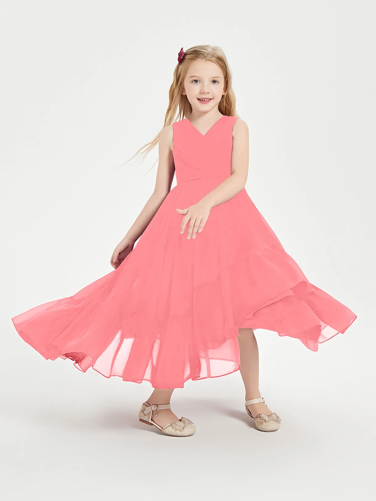 Junior Bridesmaid Cascading Watermelon Boho Dresses