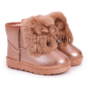 Snow Boots for Kids with Aurora Gold Rose Fur