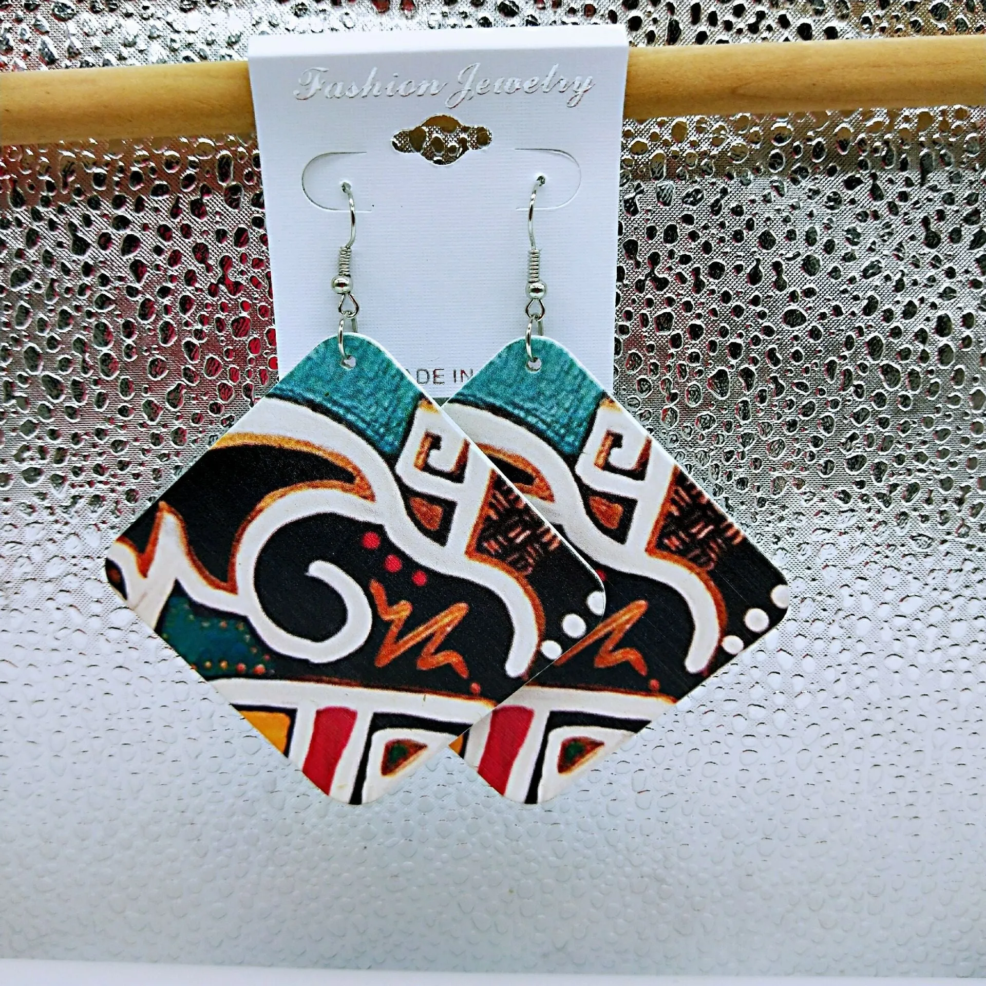 Boucles d'Oreilles Carrées en Bois Vintage