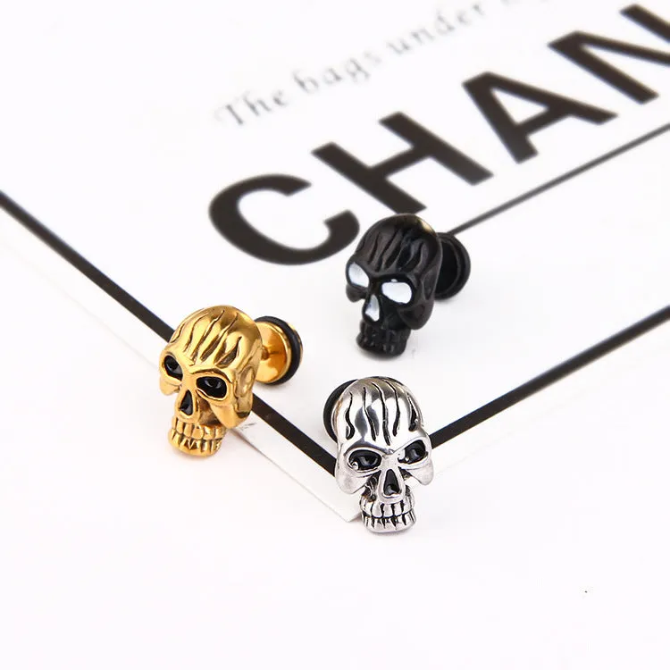 Boucles d'Oreilles Tête de Mort Vintage