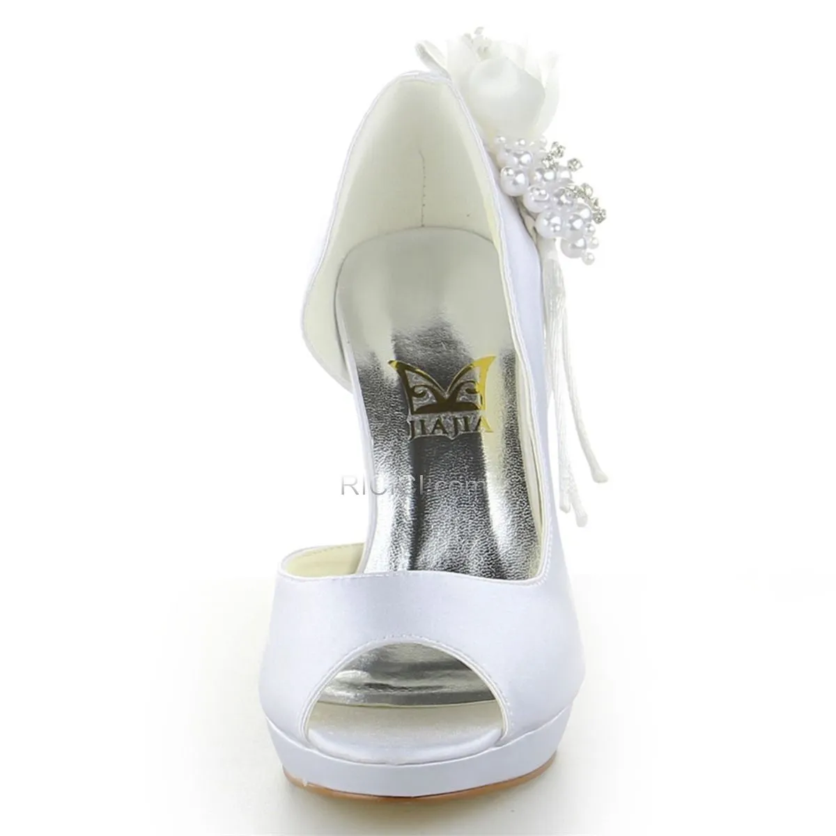 Bout Ouvert Satin Talons Hauts Escarpins Femmes Perle D orsay Chaussure De Mariée