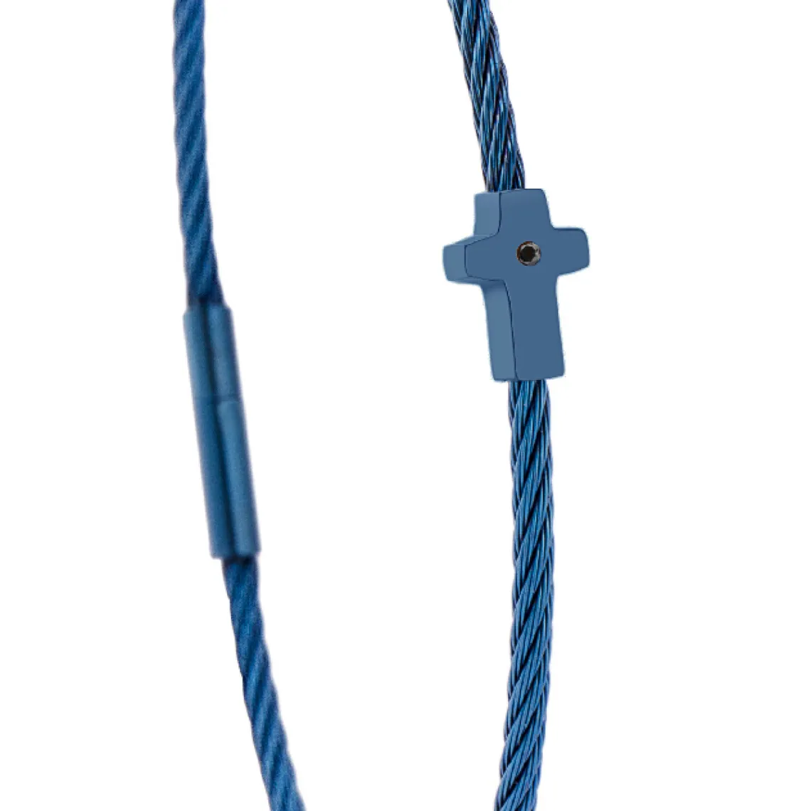 Bracelet acier bleu motif croix avec diamant noir 1 mm | 3 Suisses