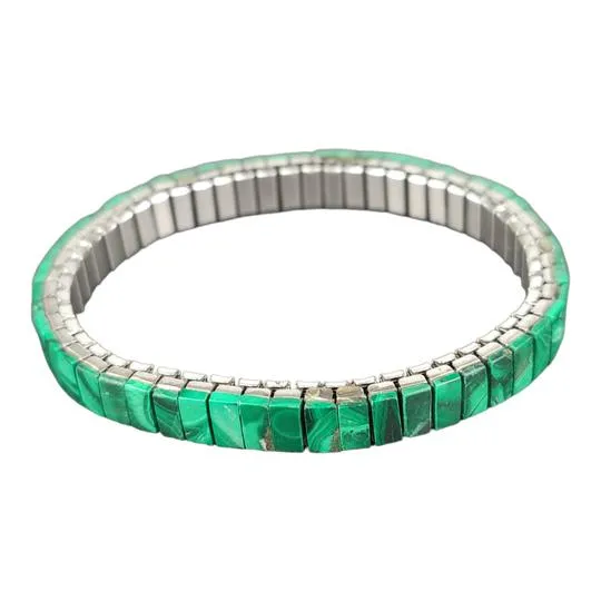 Bracelet extensible vintage en malachite