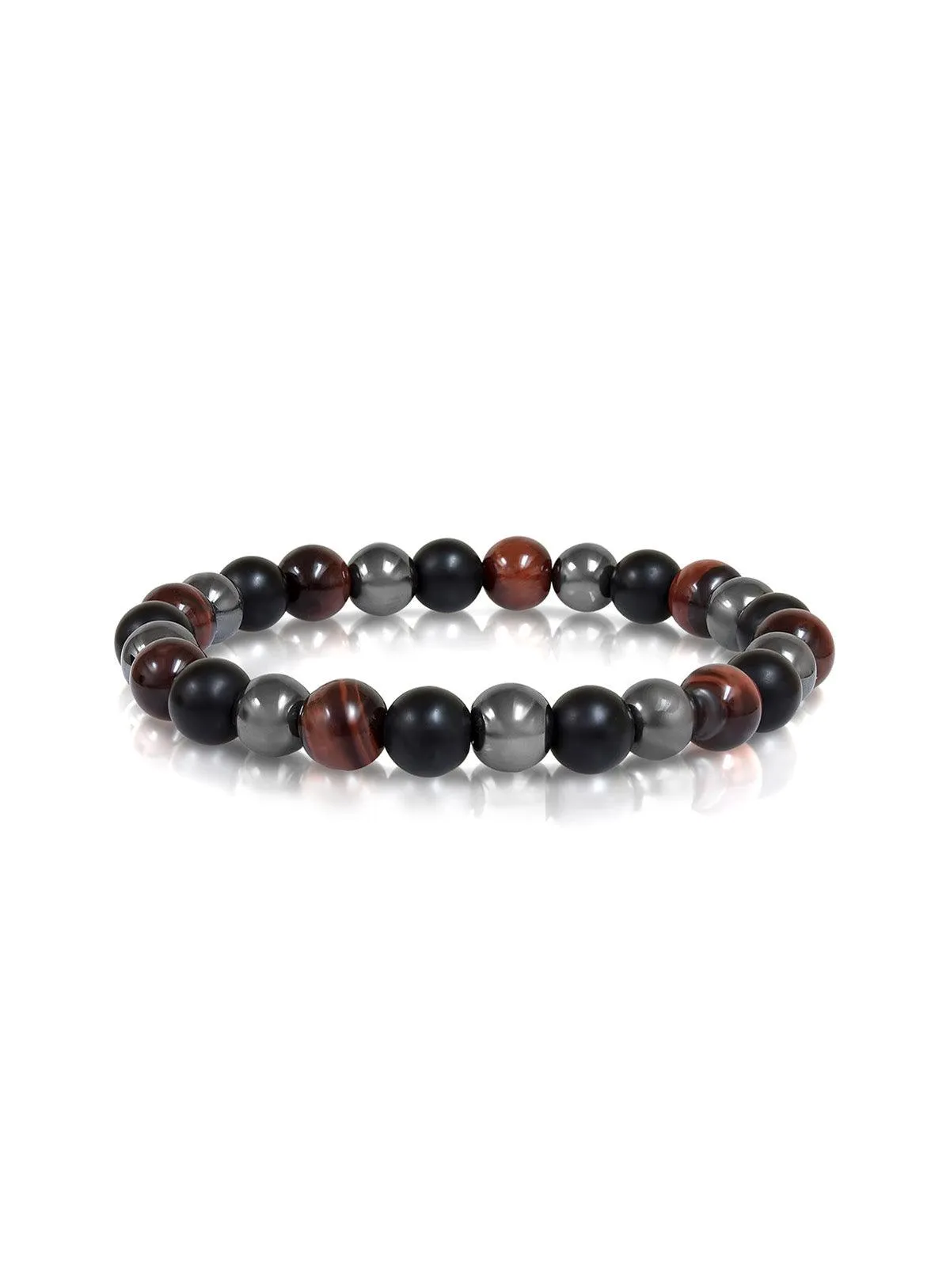 Bracelet 'Gabriel' en perles d'onyx et d'oeil de tigre