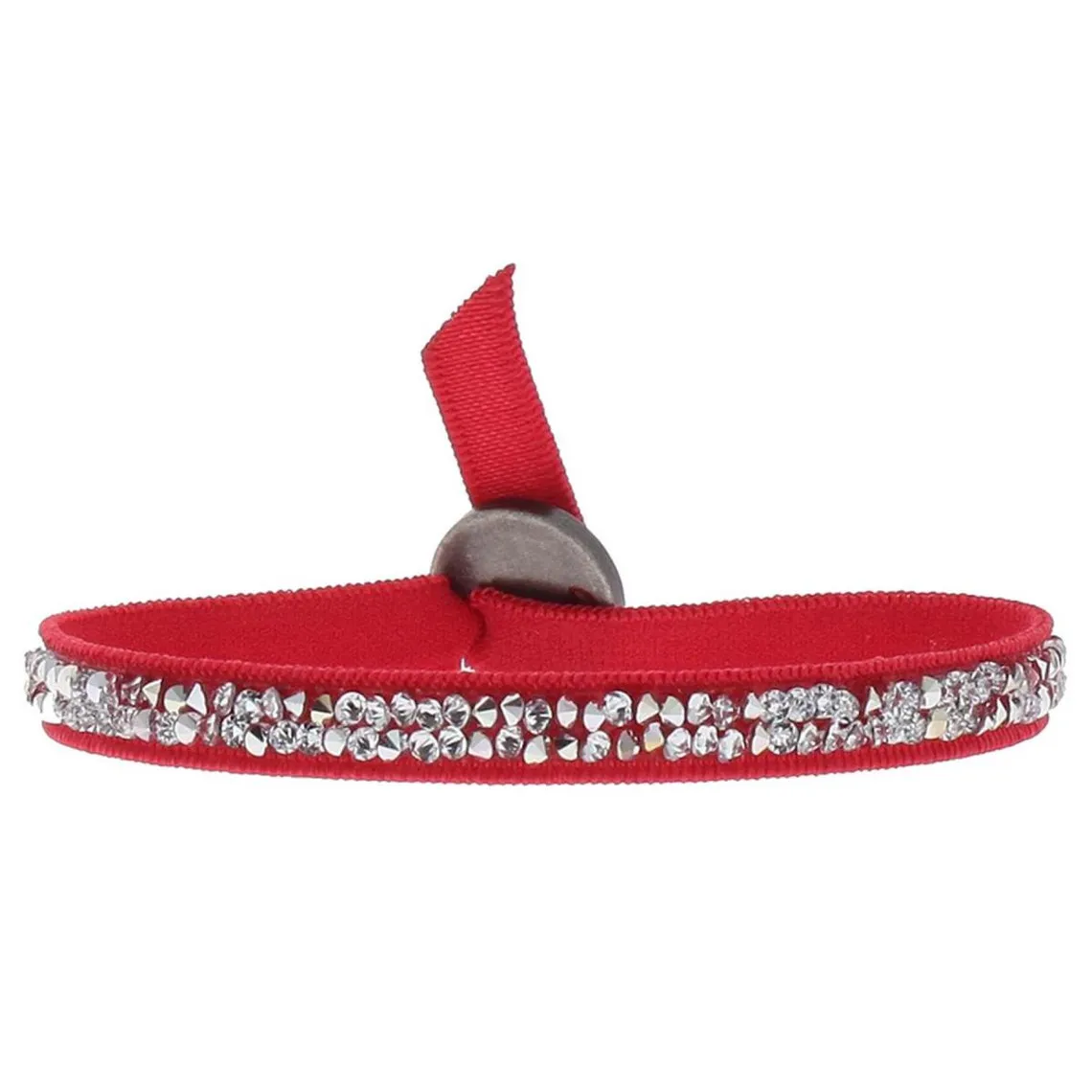 Les Interchangeables red fabric bracelet with Swarovski crystals - A24933 | 3 Suisses.