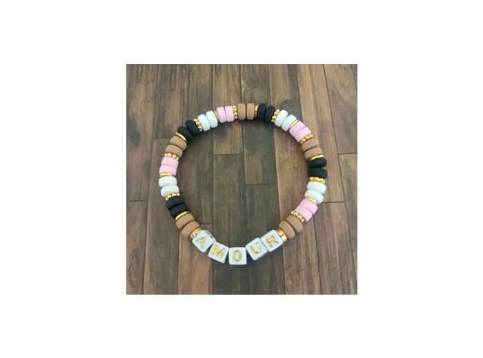Bracelet "Amour" en perles polymère