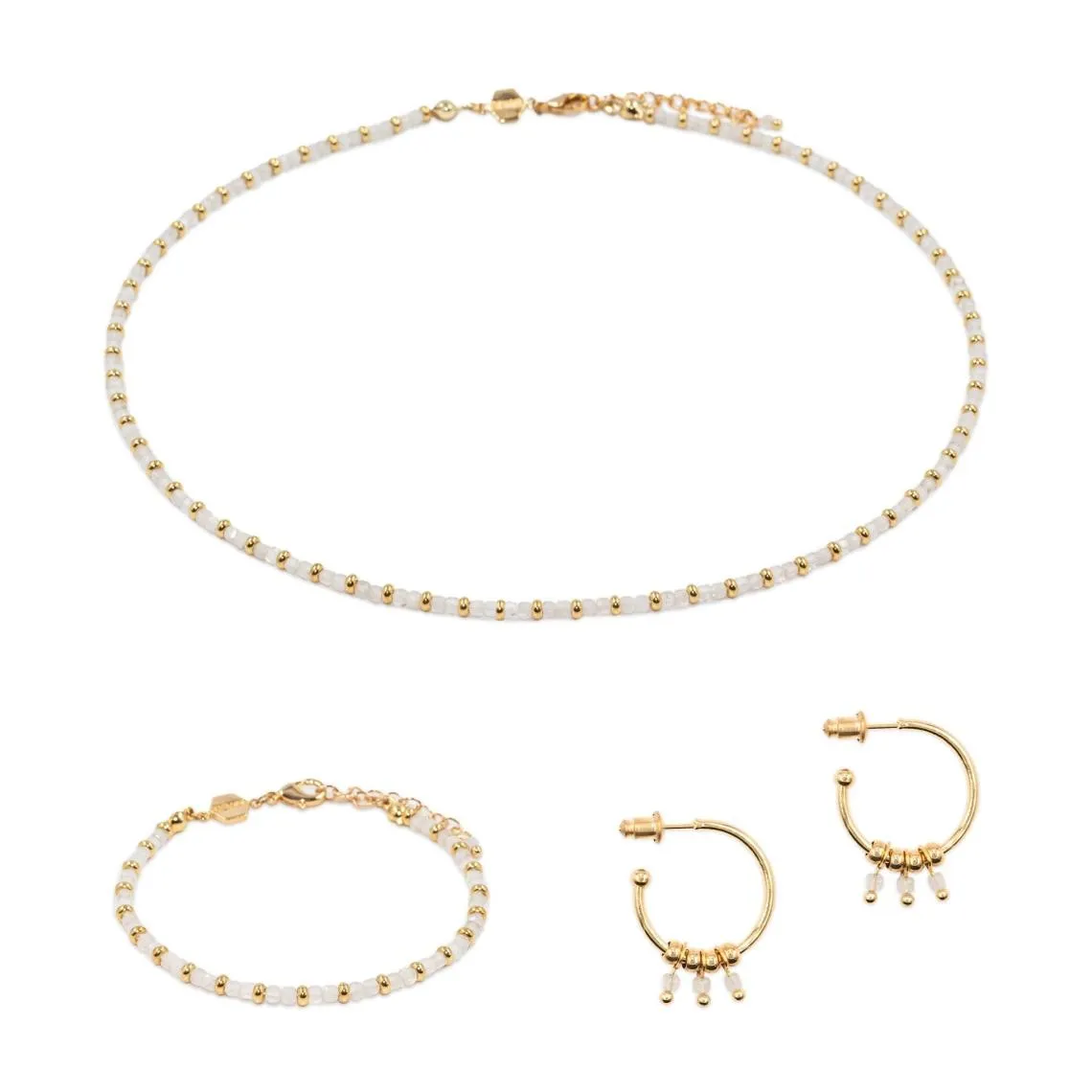 Collier, Bracelet Et Boucles D'Oreilles Karia En Pierres Pierre De Lune | 3 Suisses