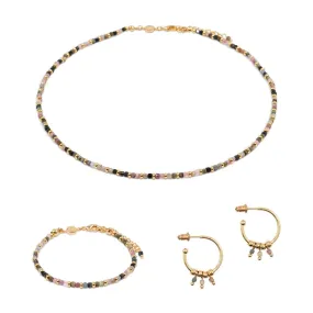 Collier, Bracelet Et Boucles D'Oreilles Karia En Pierres Tourmaline | 3 Suisses