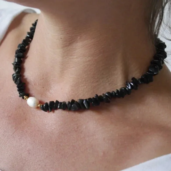 Collier en pierre et perle naturelle - Callie