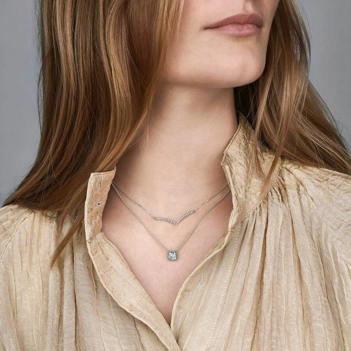 Collier Halo Scintillant Carré Pandora Timeless | 3 Suisses