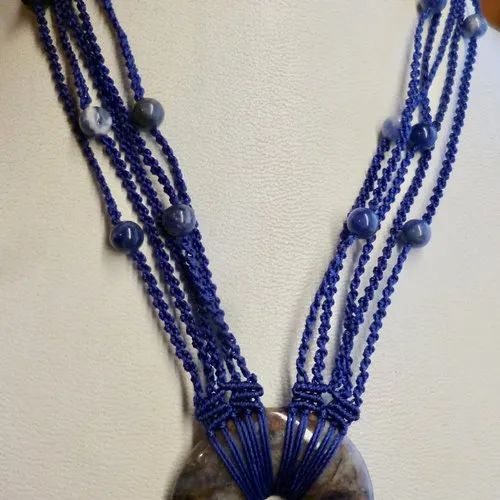 Sodalite Donut Macramé Necklace