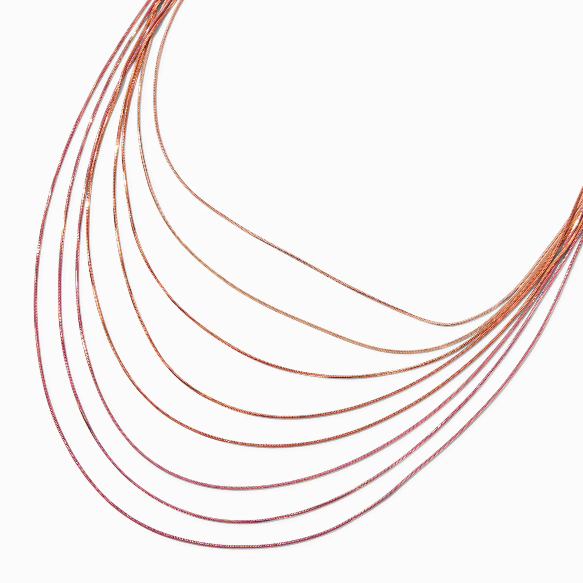 Collier multi-rangs avec chaîne enrobée superposée couleur doré rose