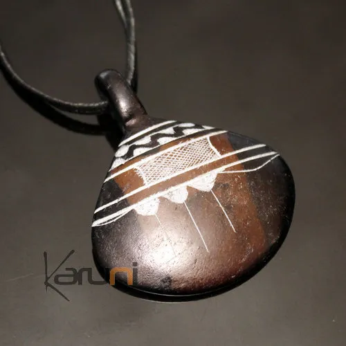 Collier Pendentif Gravé en Pierre de l'Aïr à Savon Stéatite 25 Goutte Niger