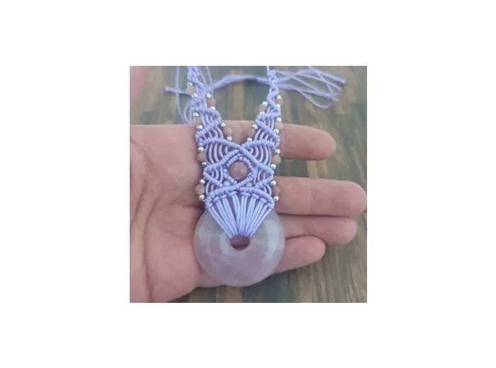 Collier tissé en perles naturelles rose/violet