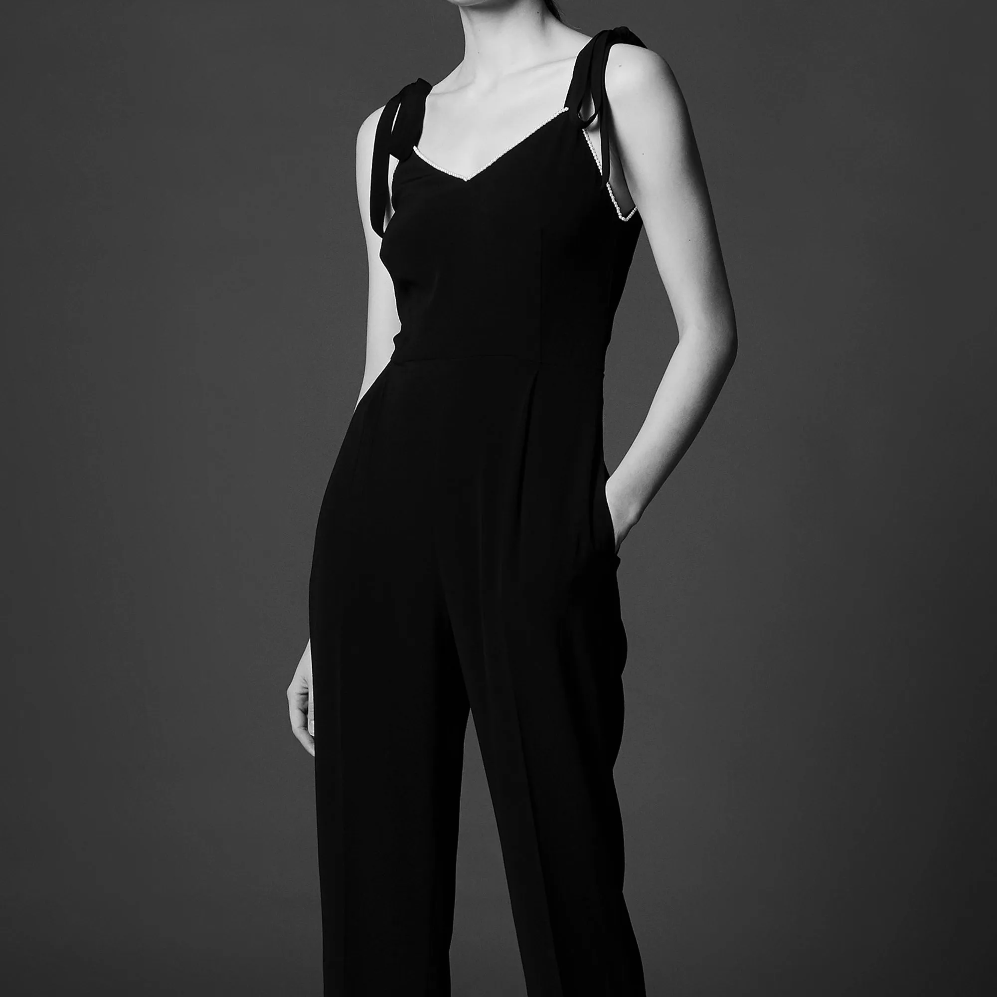 Combinaison pantalon bretelles perle