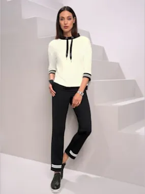 Decorative knit band t-shirt