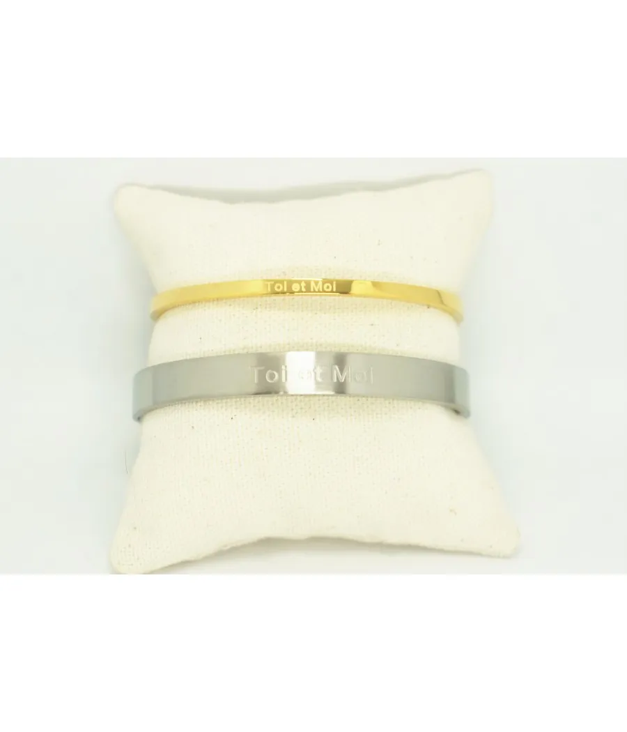 DUO DE JONCS ACIER INOXYDABLE FEMME OR ET HOMME ARGENT TOI ET MOI