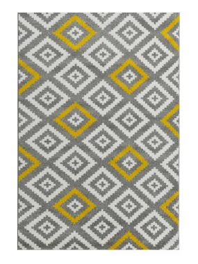 EFFECTON Soft and Silky Yellow Polypropylene Living Room Rug