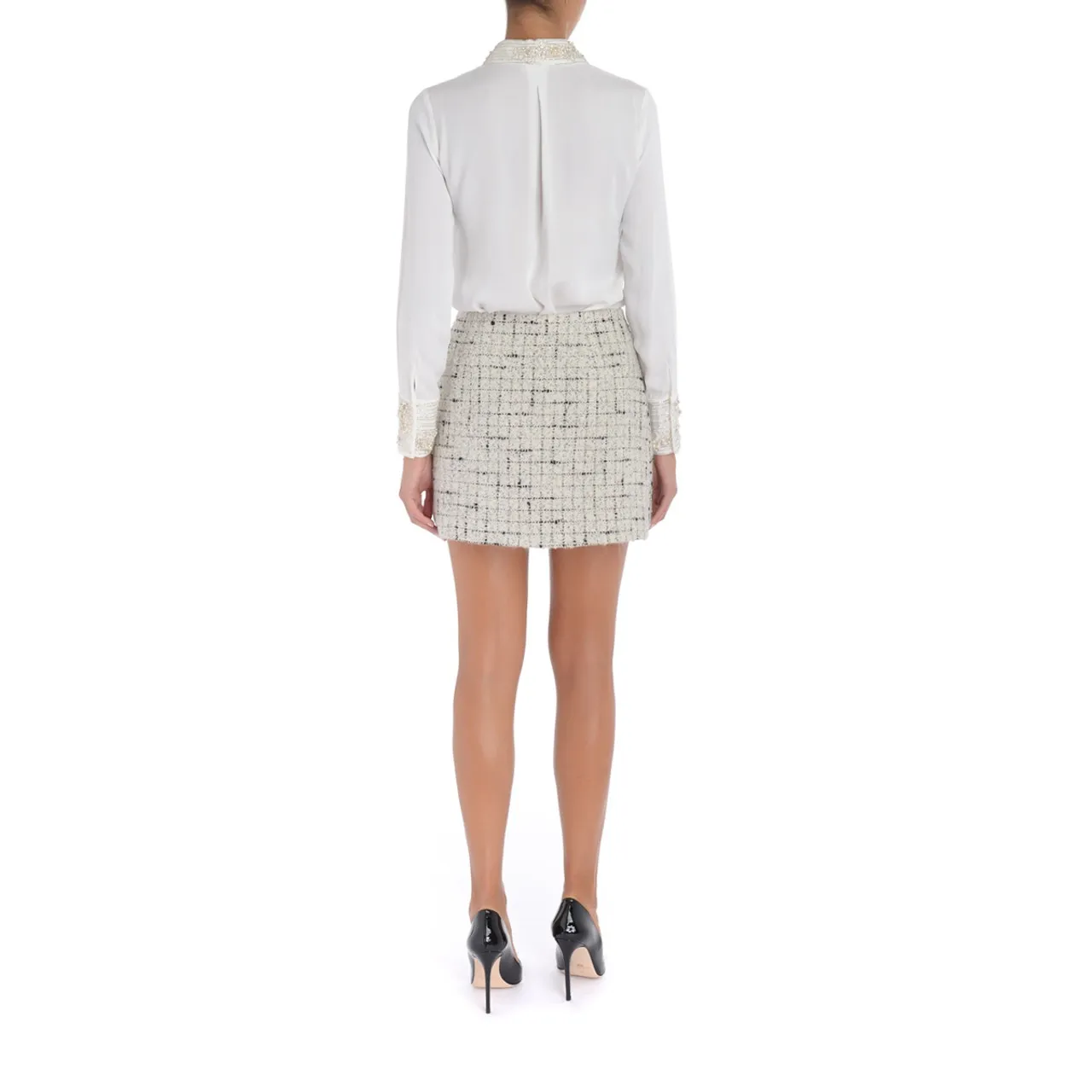 Elisabetta Franchi Chemise ivoire et perles 