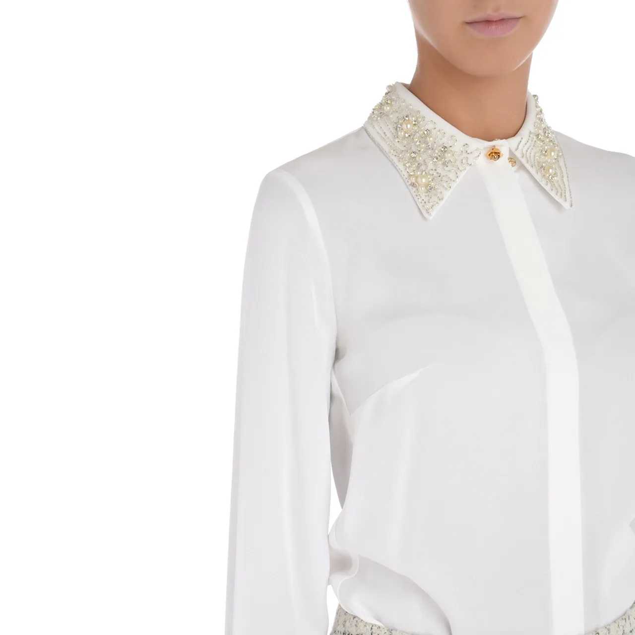 Elisabetta Franchi Chemise ivoire et perles 