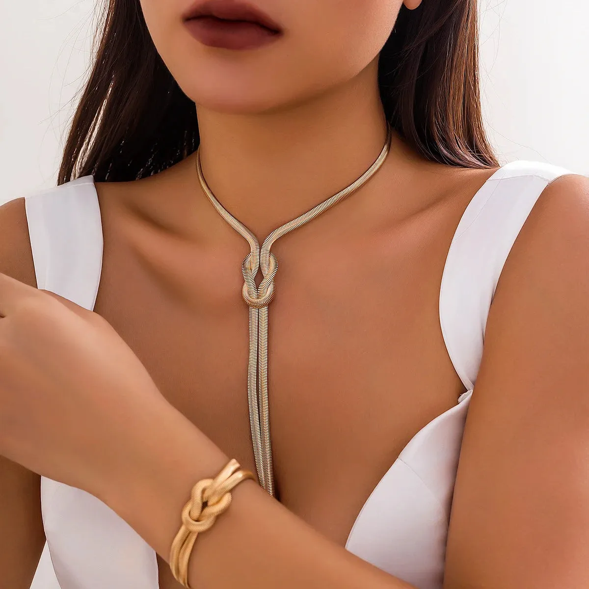 Ensemble Collier Bracelet Serpent Or