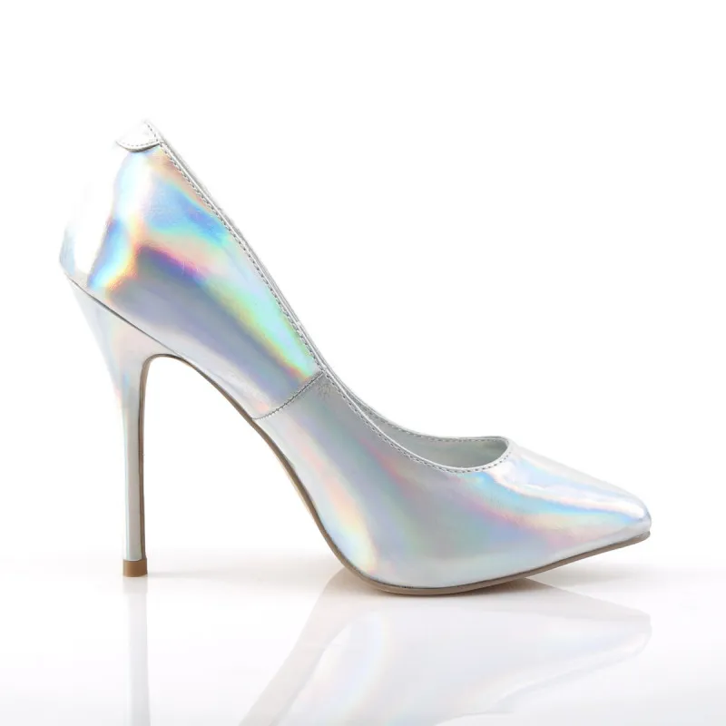 Silver Pearl Platform Heel Pumps Large Size 35-44