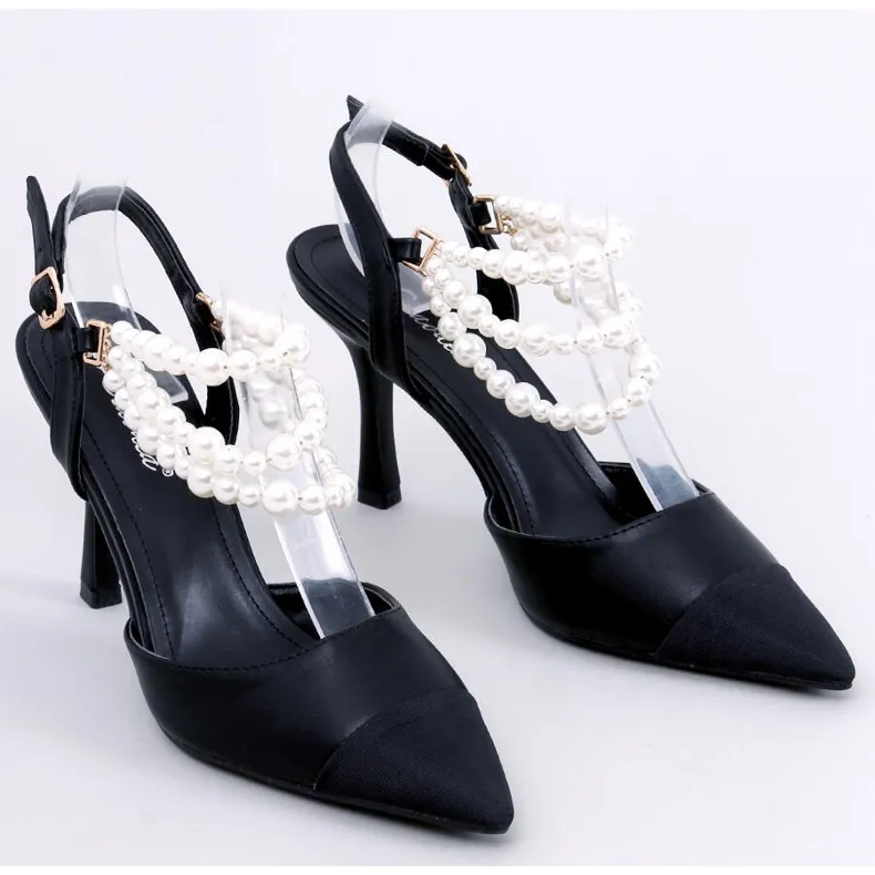 Escarpins à talon ouvert avec perles Harmony Black le noir