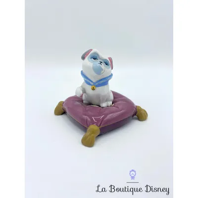 Figurine céramique porcelaine chien Percy Pocahontas Disney coussin vintage