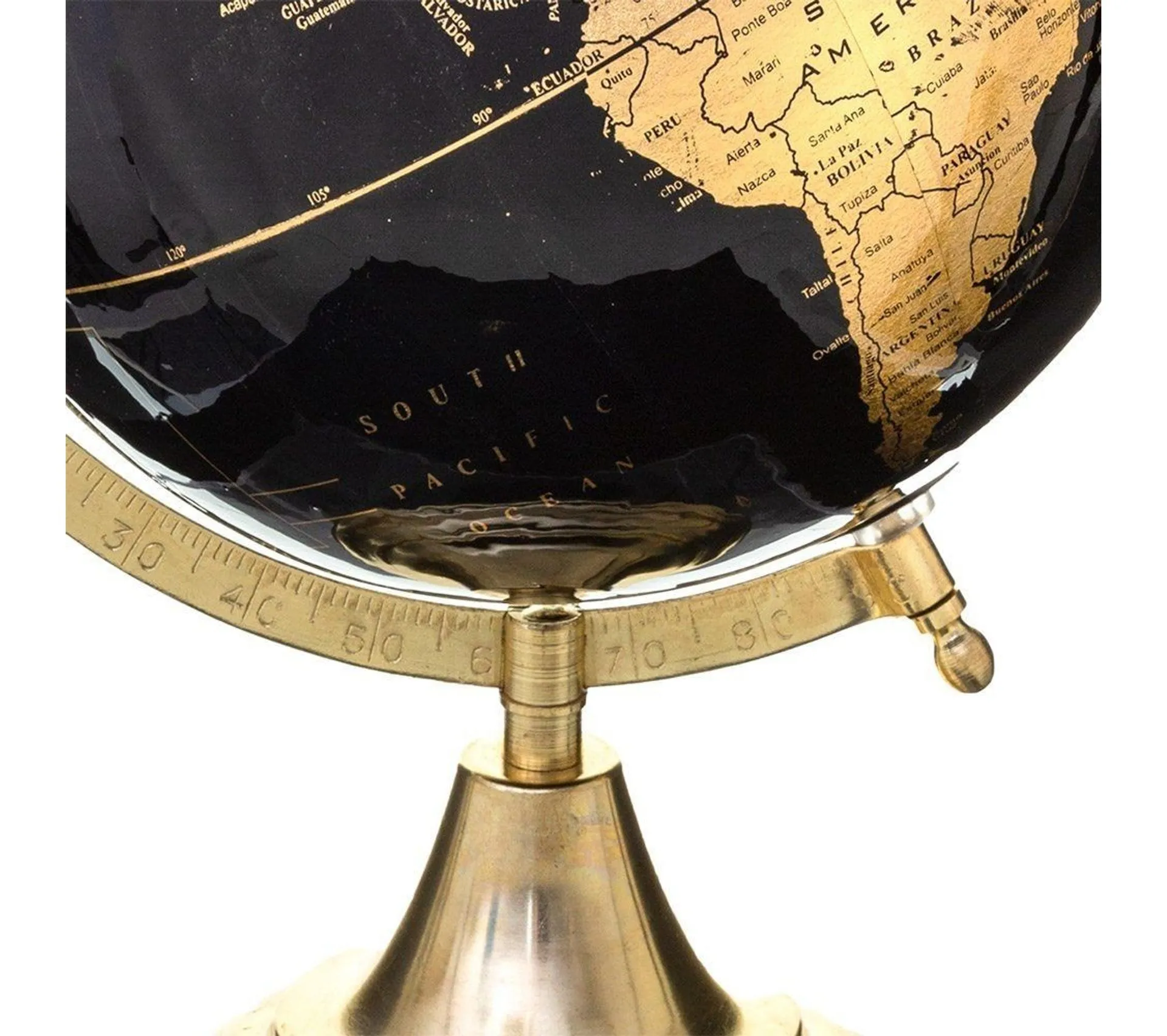 Globe Terrestre Noir Et Or H33 Cm