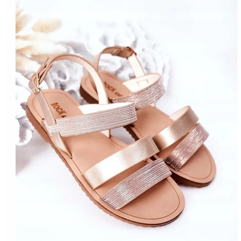 Gold Pink Natalie d'Or Brilliant Kids Sandals - FR1