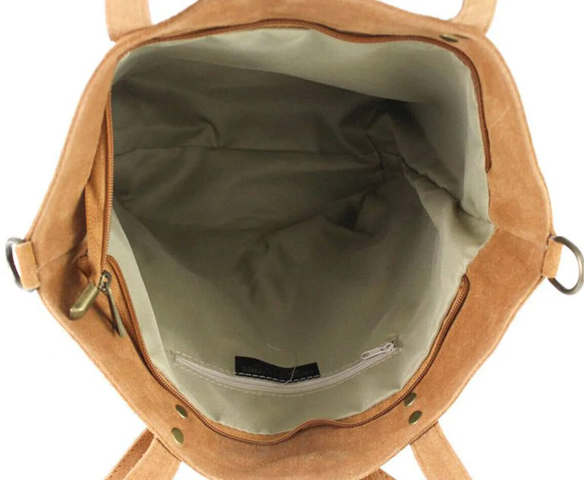 Large leather cognac tote bag