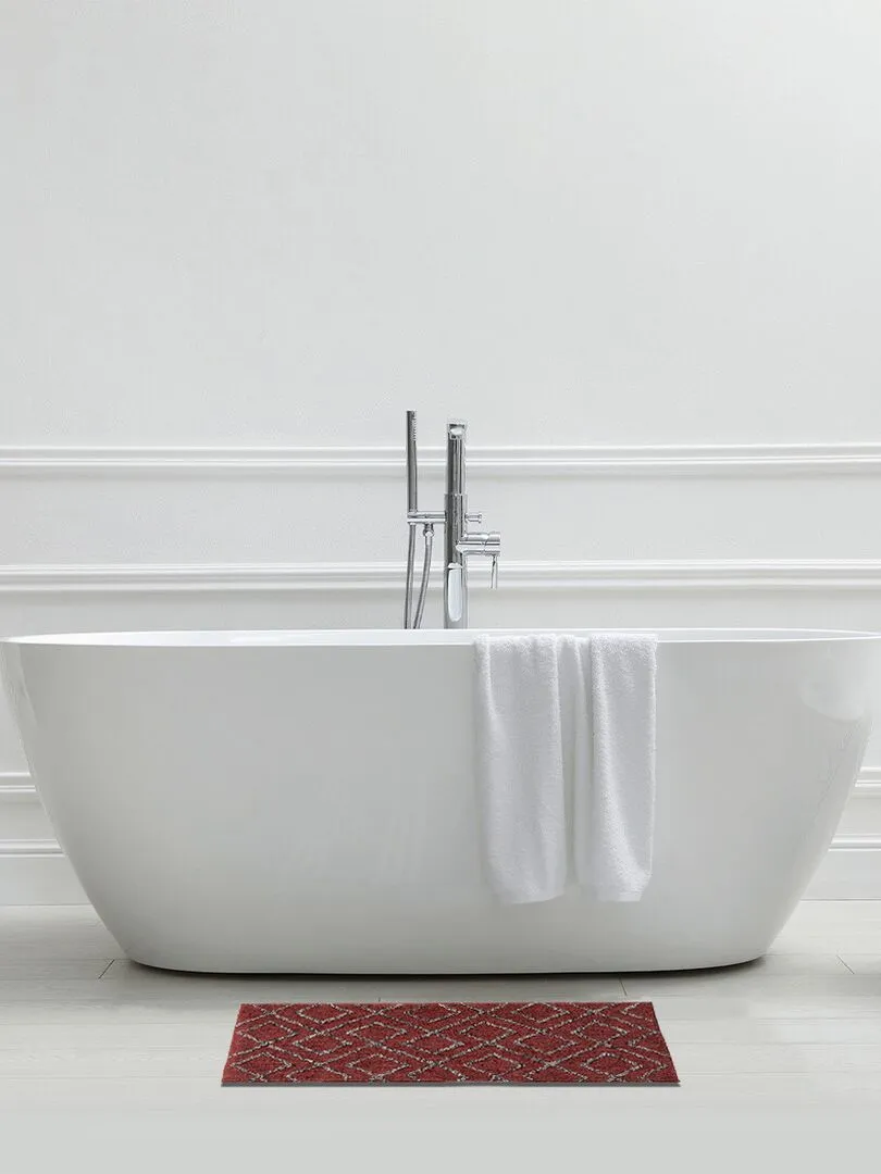 Guy Levasseur - Cotton Fancy Terracotta Bath Mat - Red