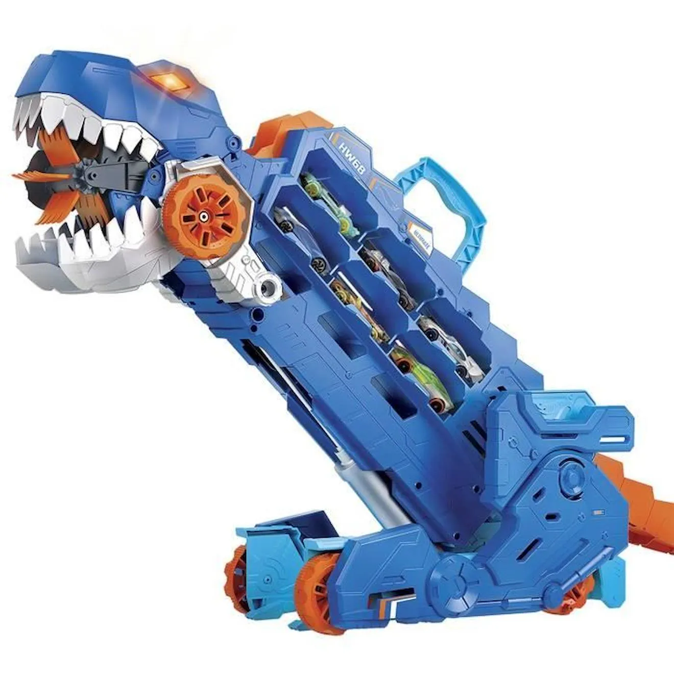 Hot Wheels City-Transporteur T-Rex pour +20 voitures, piste de course HNG50 bleu - Hot Wheels