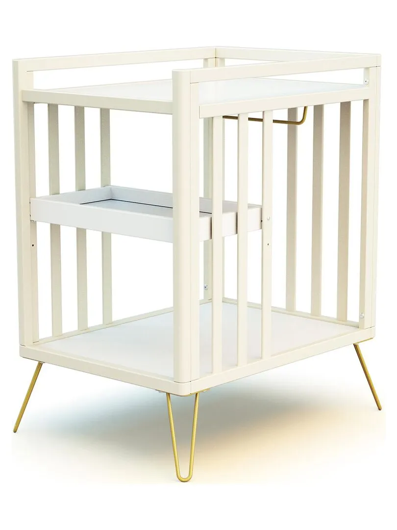 JURABABY Changing Table with 2 Shelves - White Yellow