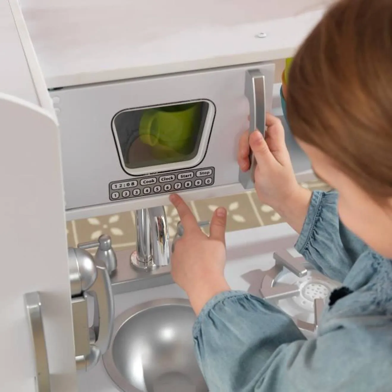 KidKraft - Cuisine en bois pour enfant Vintage Blanc, avec four, réfrigérateur et micro-ondes blanc - Kidkraft