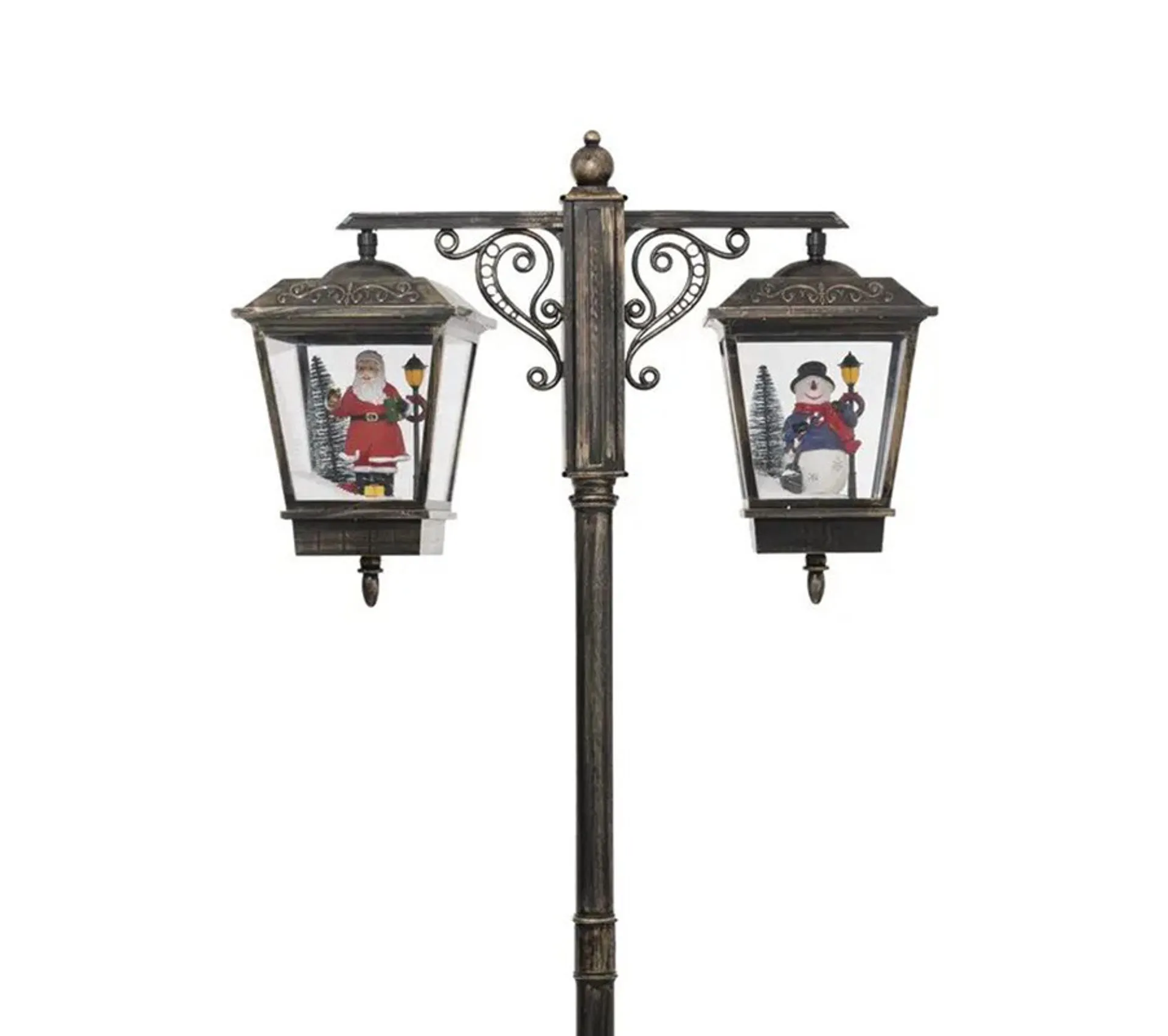 Lanterne Double De Noël H188 Noir Et Or Lumineuse - Noir