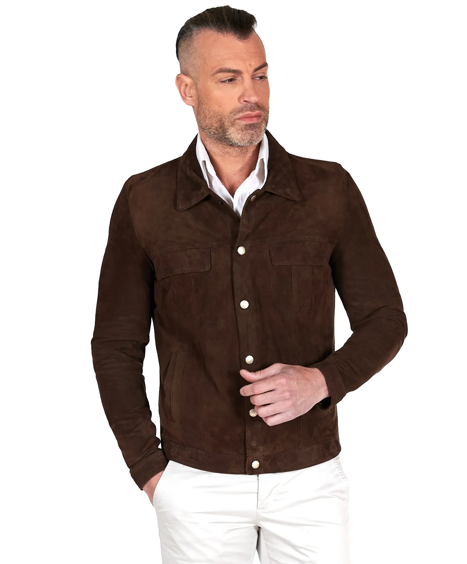 Marron Men's Suede Vest Adam Brown Suede Jacket