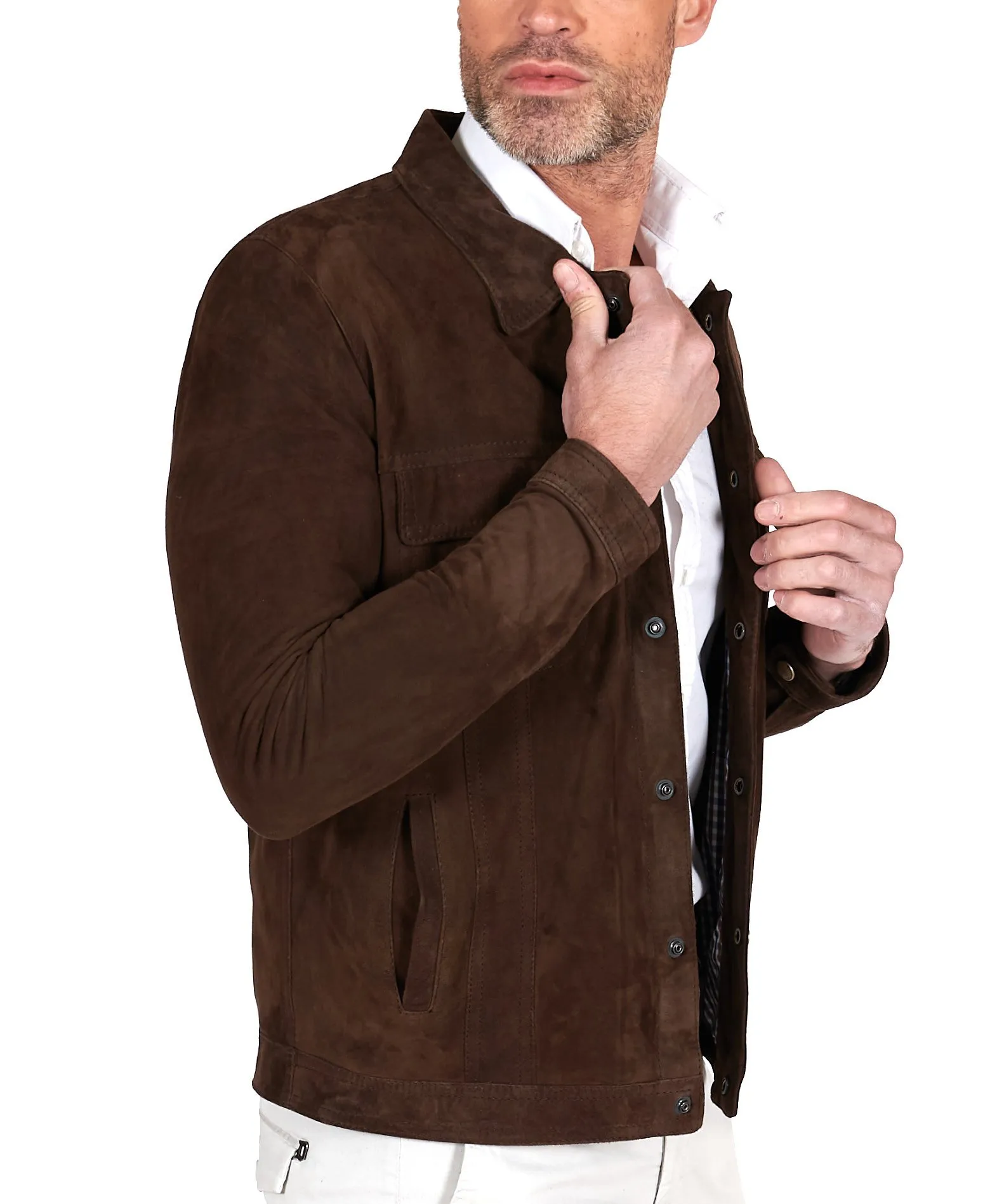 Marron Men's Suede Vest Adam Brown Suede Jacket