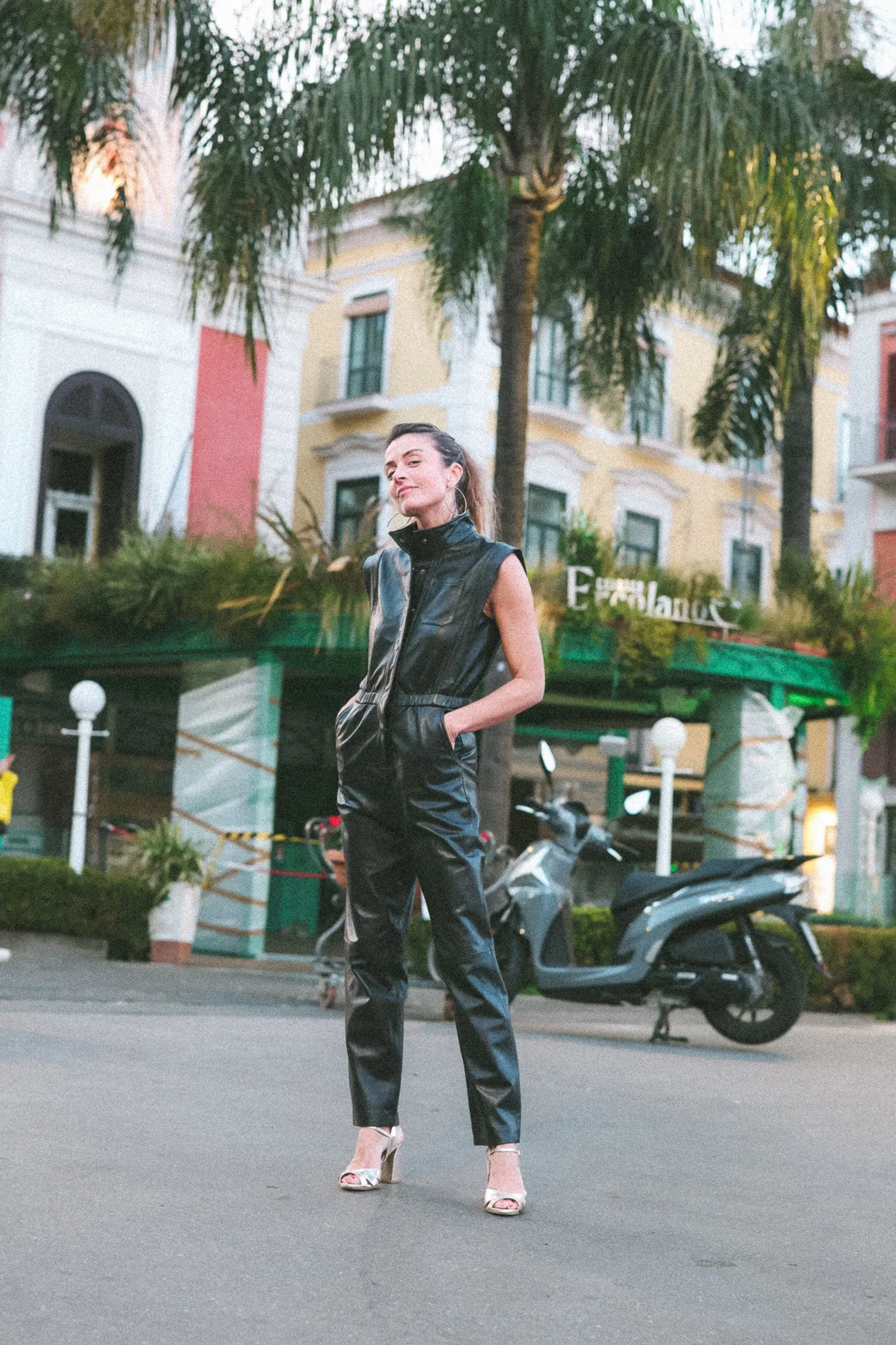 MELODY Black Leather Jumpsuit