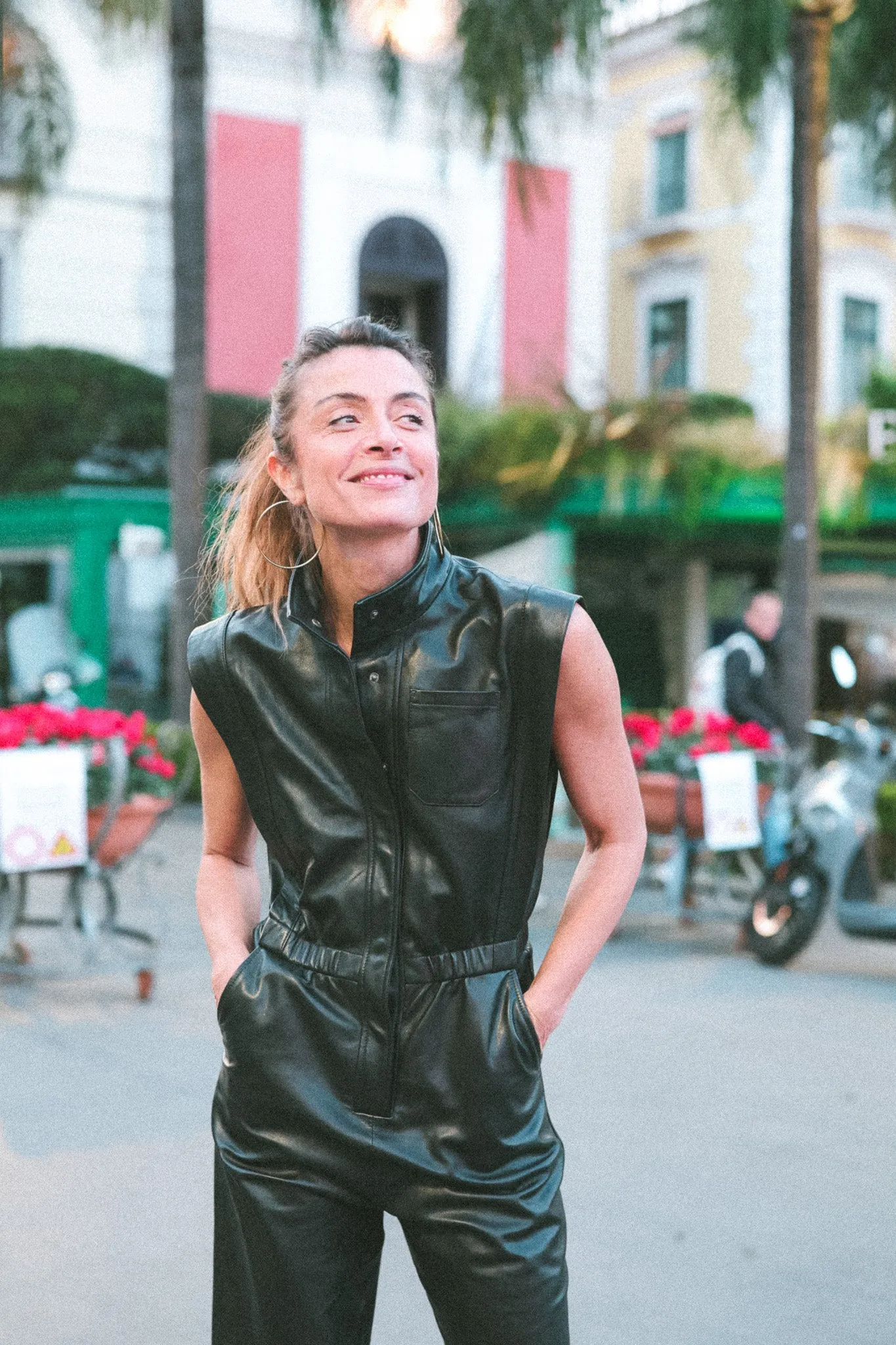MELODY Black Leather Jumpsuit