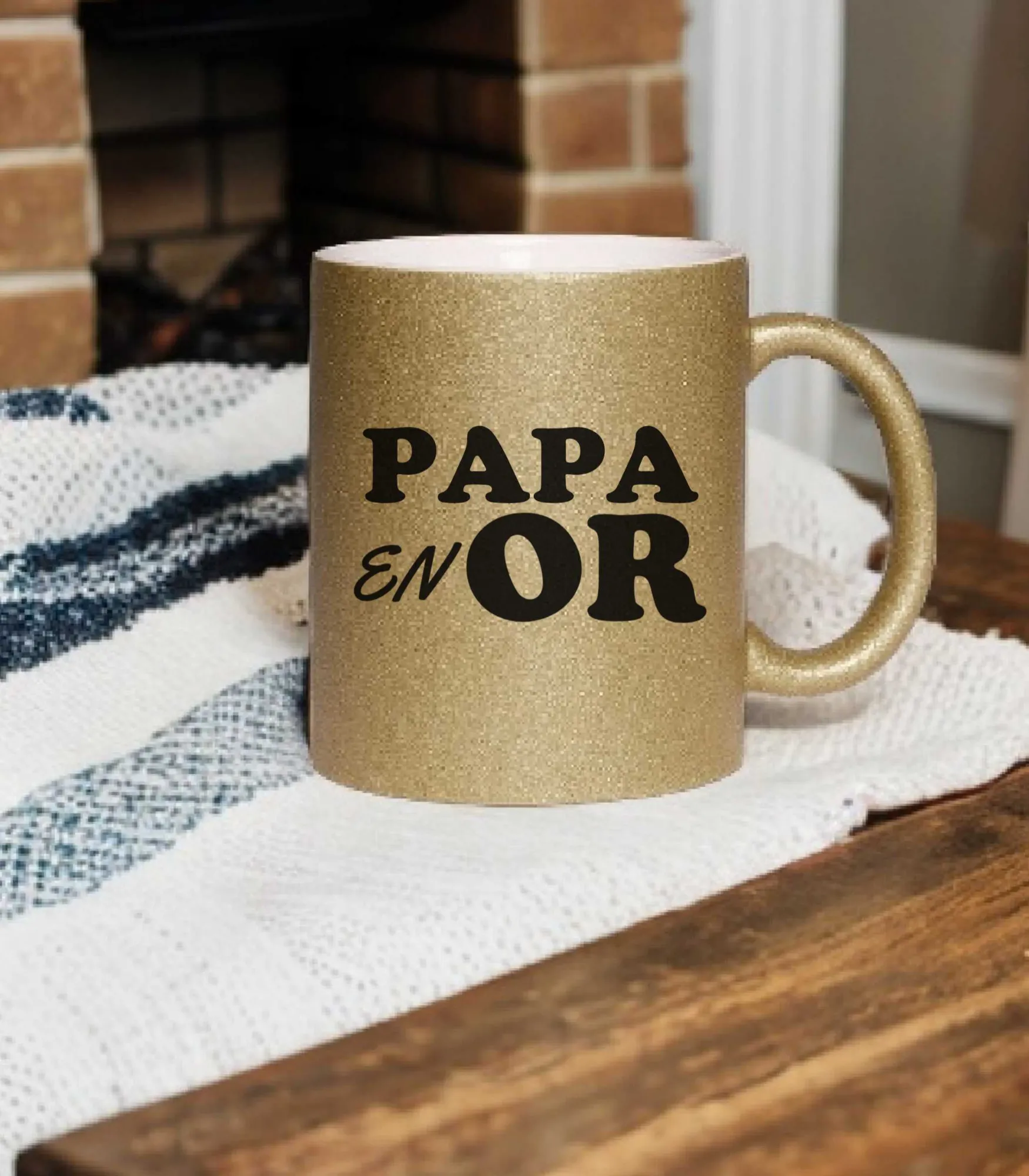 Mug pailleté Famille en or - L'Atelier Textile